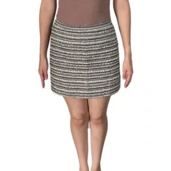 New Madewell Cross Weave textured tweed boucle striped suiting career mini skirt - Picture 3 of 12